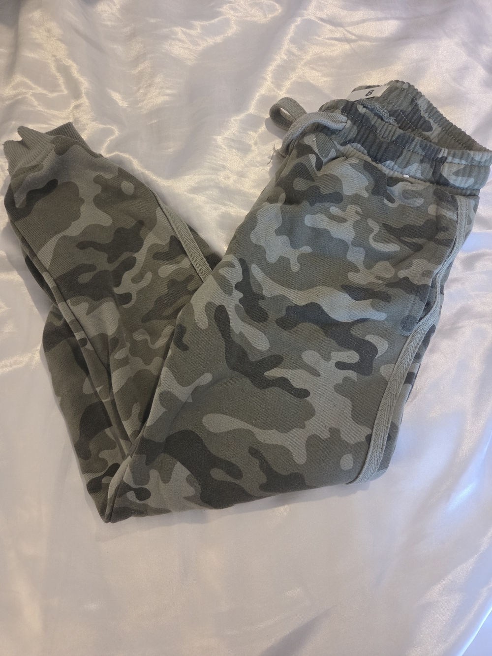 Cotton On Kids Boys Size 8 Camo Jogger Pants Green Drawstring Sweatpants